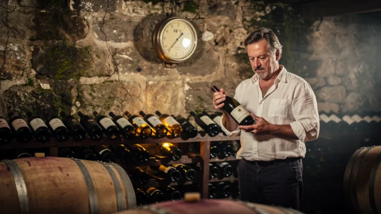 Cellier de Bourgogne montrant le contrôle à 14 degrés constants pour la maturation des vins