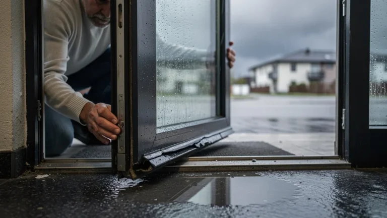 Dommage au joint de porte non vérifié sous la pluie, coûtant 220 euros, illustration efficace