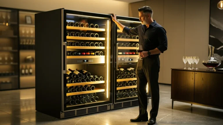 Comparatif Eurocave Inspiration 218 et Liebherr GrandCru 2v dans une cave à vin moderne haut de gamme