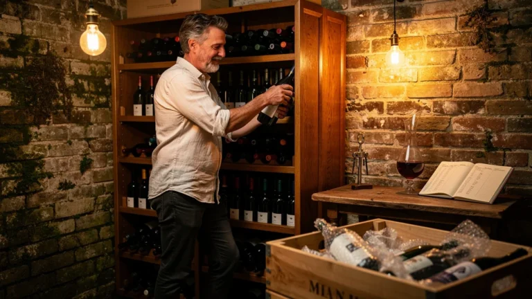 Transformation d’un coin cave à vin après déménagement avec rangement et ambiance chaleureuse