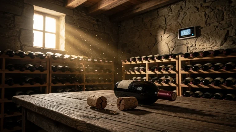 Deux bouchons de vin fendus dans une cave asséchée par une climatisation trop forte en été