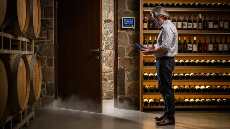 Remontée de température dans une cave à vin après ouverture de porte sur dix jours, mesure précise