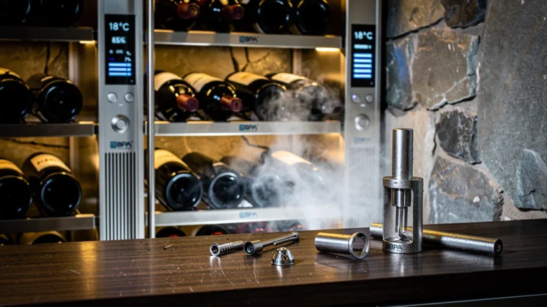 Équipement BPA pour caves à vin domestiques, technologie avancée en environnement réaliste et moderne