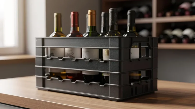 Casier à bouteilles plastique robuste pour rangement vin domestique, design moderne et fonctionnel