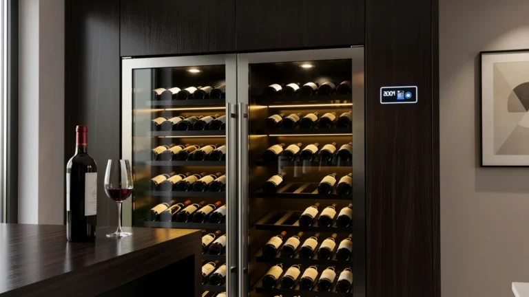 Cave à vin de service moderne et élégante intégrée dans un intérieur domestique contemporain