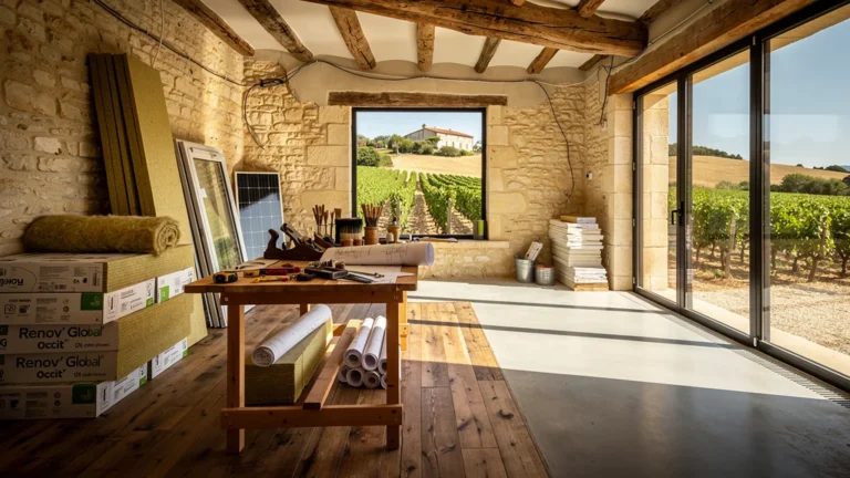 Rénovation globale Occitanie d'une maison en pierre alliant charme ancien et design moderne écologique