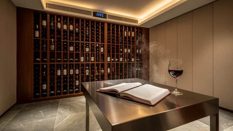 Cave à vin domestique moderne avec traitement optimal et ambiance chaleureuse pour conservation parfaite